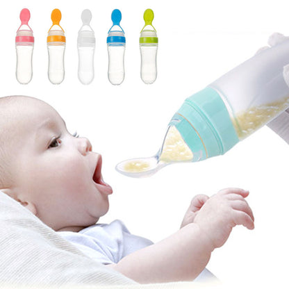 Safe Newborn Baby Feeding Bottle Toddler Silicone Squeeze Feeding Spoon Milk Bottle Baby Training Feeder Food Supplement