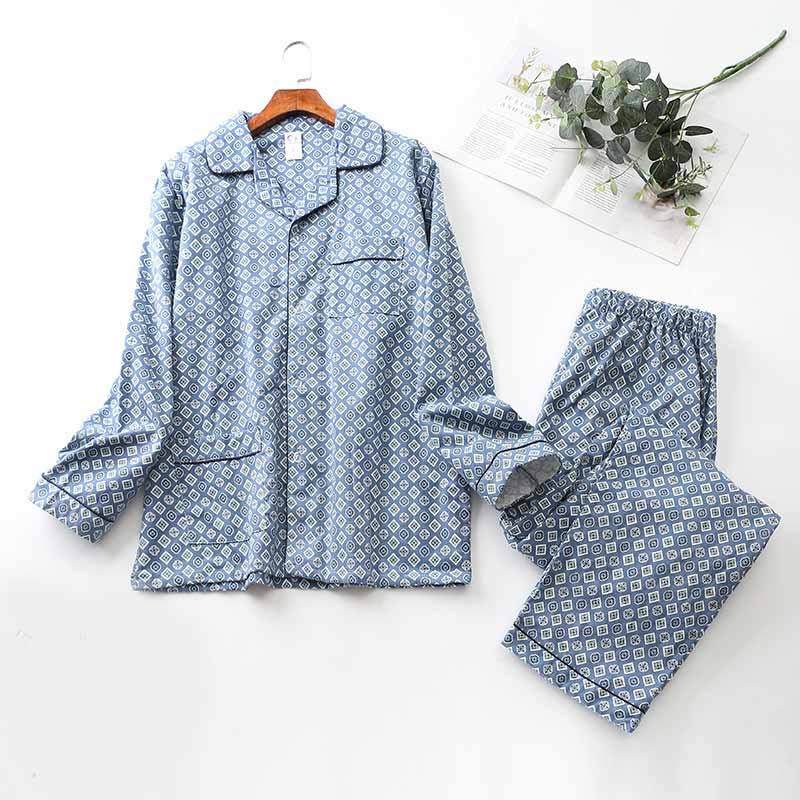 Brushed Cloth Long-sleeved Lapel Pajama Set