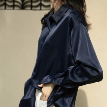 Women's Long-sleeved Satin Shirt