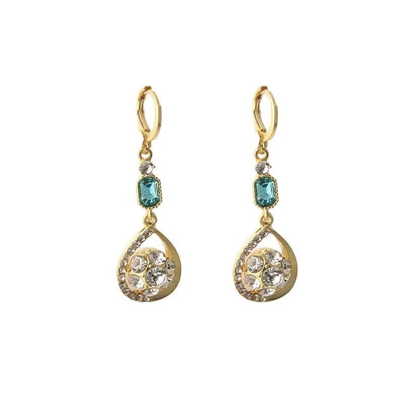 Diamond Water Drop Earrings French Double-sided Rhinestone Ball Stereo Earrings Ear Clip