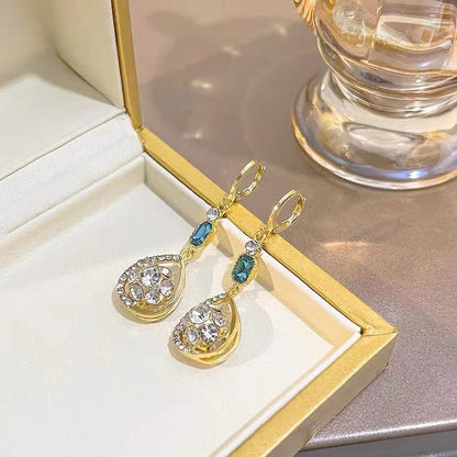 Diamond Water Drop Earrings French Double-sided Rhinestone Ball Stereo Earrings Ear Clip